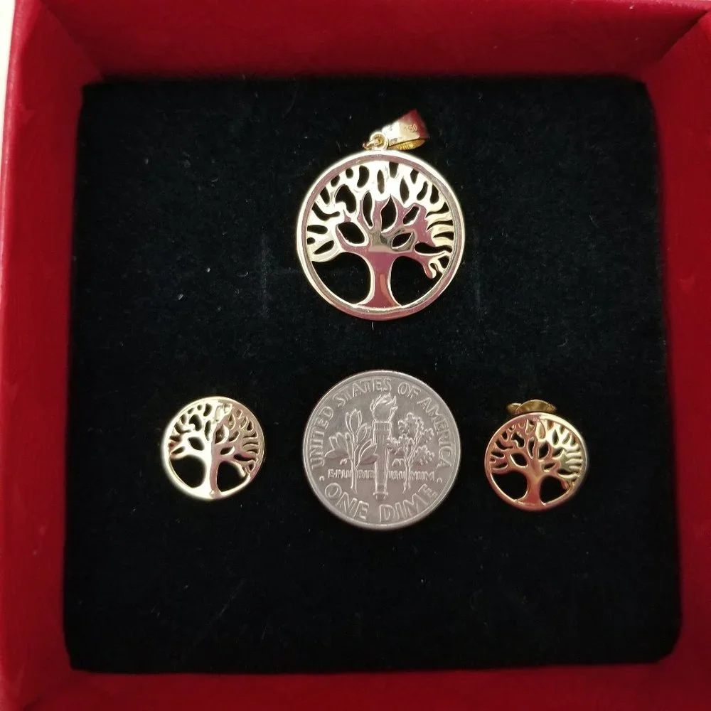 Set of earring, pendant with chain - Picture 6 of 9